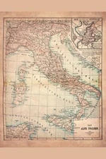Old Italy 1883 Historical Antique Style Map Poster 24x36 inch