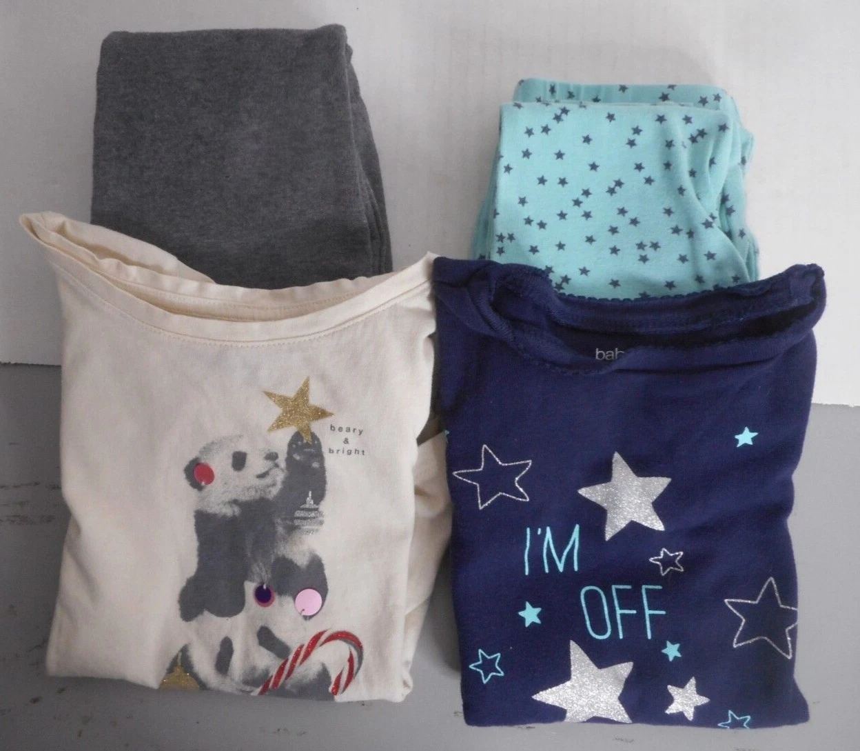 Gap Kids Baby Gap Girls Sz 4/5 & 5 Outfits Long Sleeve Bear Stars 4pcs