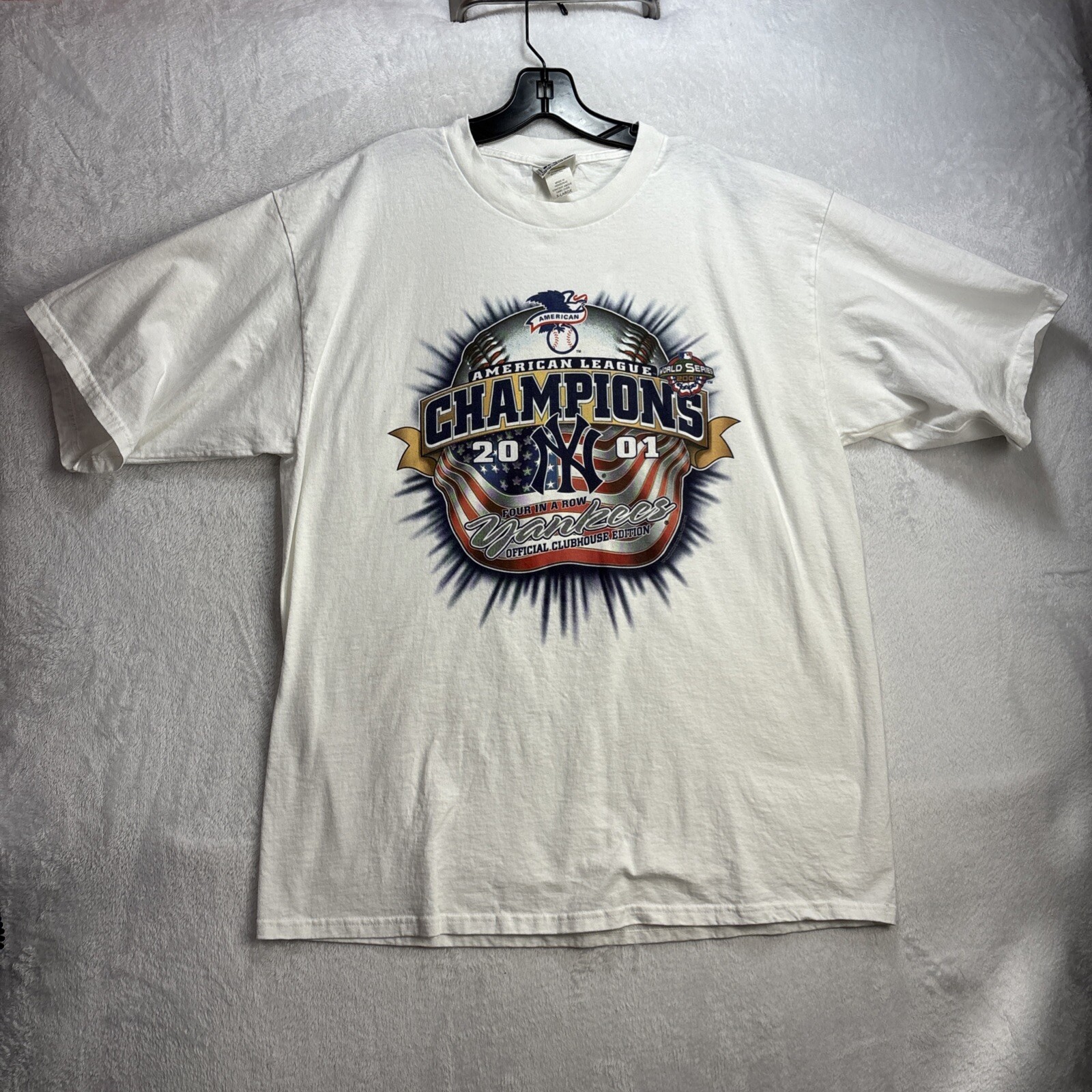 T shirt vintage Lee Sport New York Yankees World Series 2001 uomo XL quattro di fila