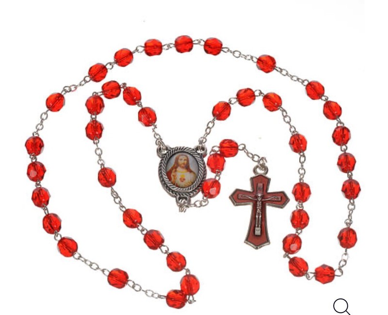 Precious Blood rosary in red crystal 6mm, From Italy