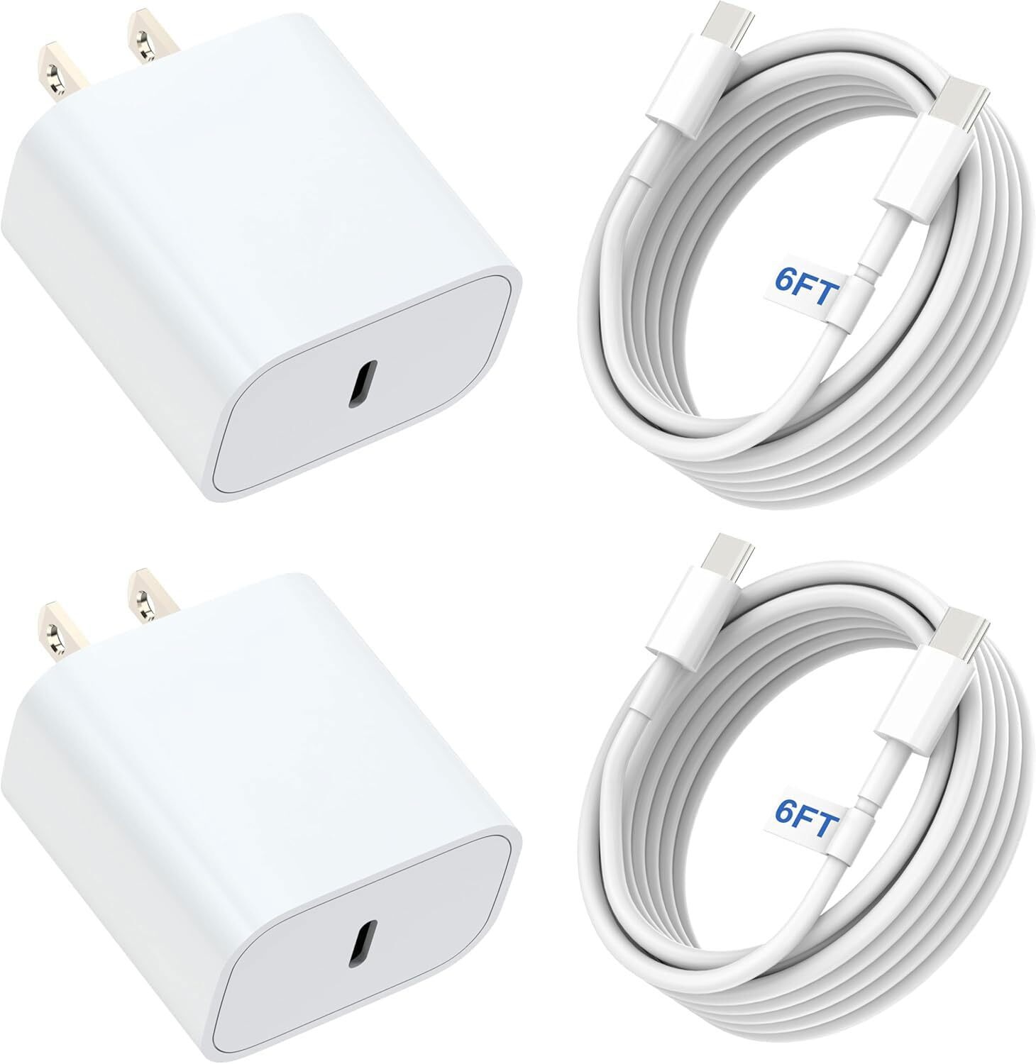 Fast Charging USB C Wall Charger 2 Pack for iPhone 15 16