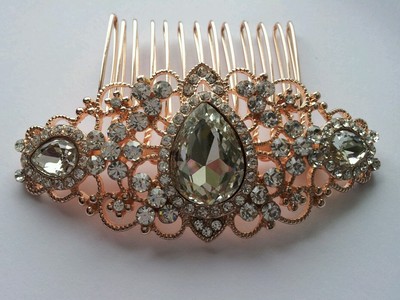 Bn Bridal Wedding Crystal Rhinestones Women Rose Gold Hair Clip