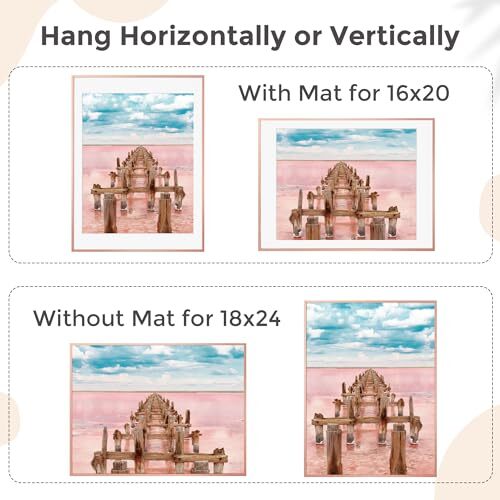 18x24 Metal Picture Frame for Wall with Mat for 16x20, 18''x24''-1P ...