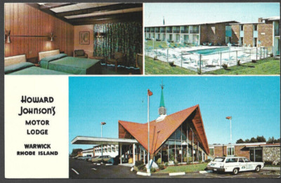 Howard Johnsons Motor Lodge, Warwick RI, Topographical Postcard