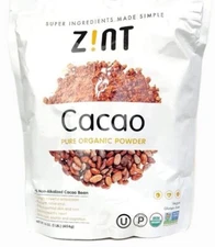 Zint Raw Organic Cacao Powder 16 oz Dairy-Free, Gluten-Free, Exp Date 10/31/2026