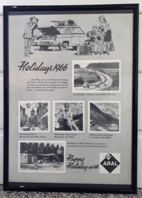 Framed original Classic Car Ad for Aral Service Stations from 1966