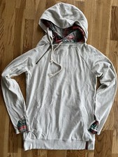 Ampersand Avenue Oatmeal Plaid Doublehood Hoodie Knit Sweatshirt Size S