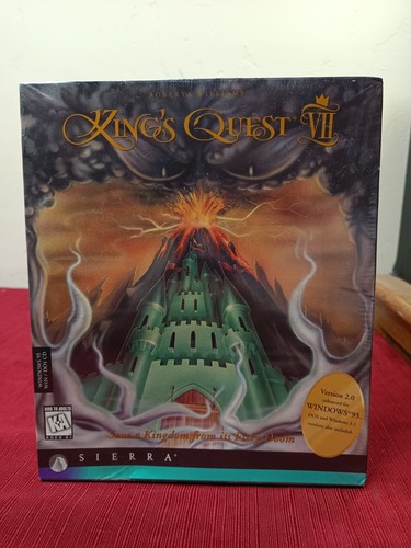 SEALED Sierra Kings Quest VII Volcano Cover MS-DOS / Win95 Big Box PC 1995 RARE