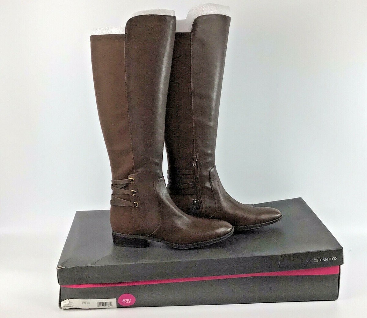 VInce Camuto Pauletta Leather Wide Tall Shaft Boots Brown