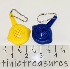 Tupperware keychain set of 2 Mini Colander Keychains yellow blue Tinietreasures