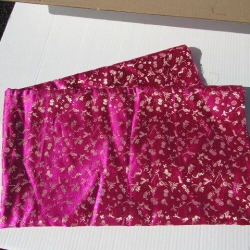 Asian Oriental Indian Fuchsia Pink Metallic Gold Decorative Brocade Silk Fabric - Picture 3 of 12
