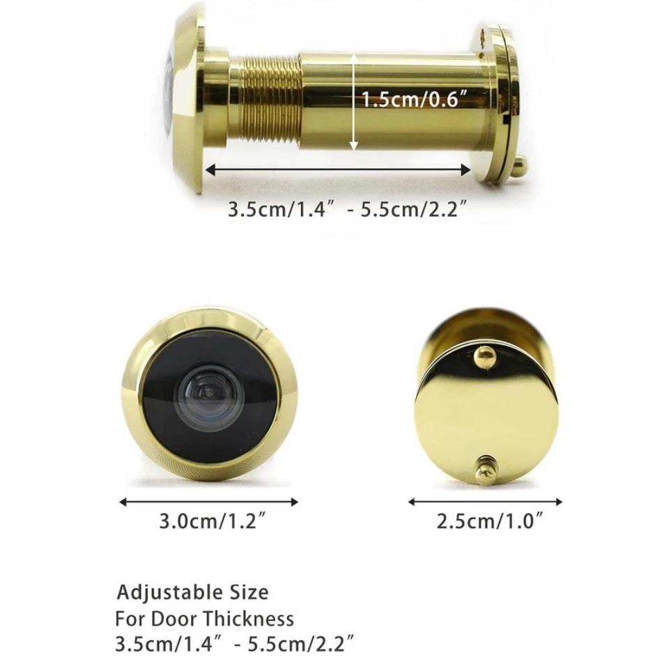 Mirilla 220 grados puerta visor seguridad peep hole herrajes, oro pulido Foto 4 de 4