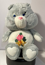 1983 Kenner Care Bears Grams Bear 15" Plush Stuffed Animal Grey Rose Badge