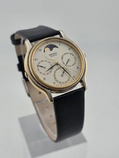 Vtg Seiko Chronograph Moon Phase White Dial Watch   7F39-6029. Japan 1989 Works