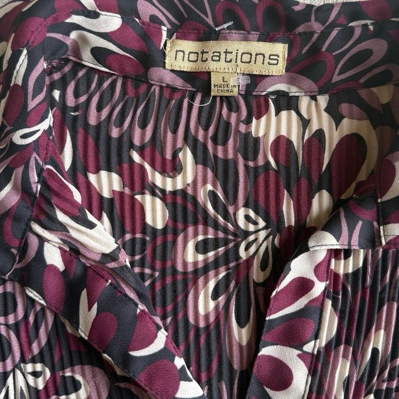 Plisse Button Down Ruffled Blouse Notations Size … - image 3