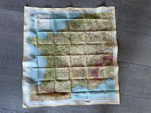 MINT - WW2 WWII Original ZONES OF FRANCE  Silk Escape and Evasion Map AAF / RAF
