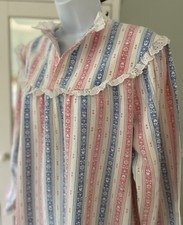 Vintage Lanz of Salzburg Nightgown- L- White w/ Pink  Blue Hearts- Cotton -USA