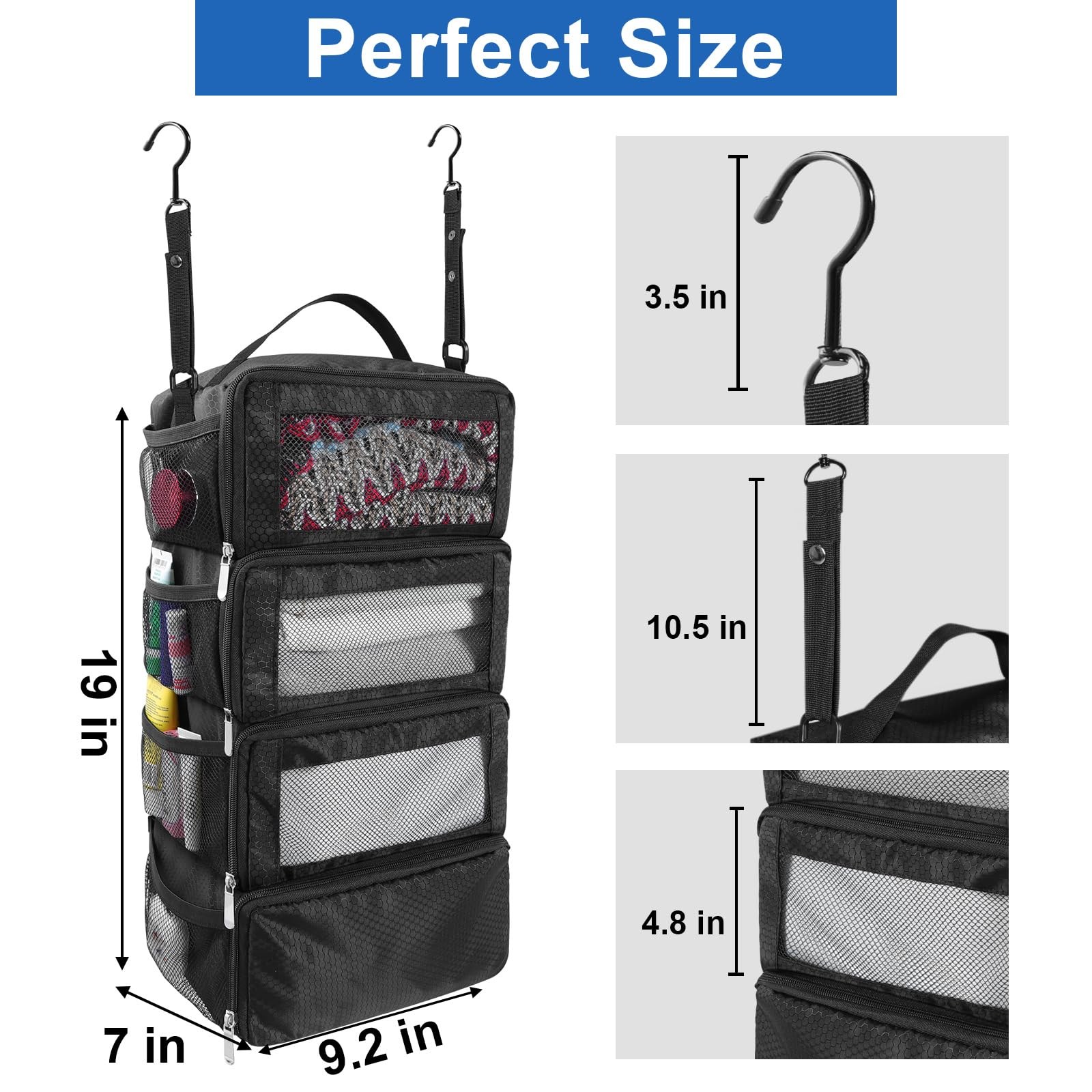 Hanging Suitcase Organizer, Portable Travel Shelves Collapsible Packing Cubes