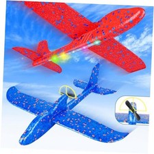 Electric Foam Airplane Toy, 2 Pack LED 15/25s Plane Toy for Boys, Outdoor