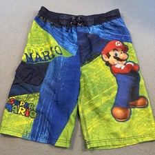 Super Mario Swimsuit Swim Trunks Boy's Size XL Nintendo Board Shorts Mario Luigi