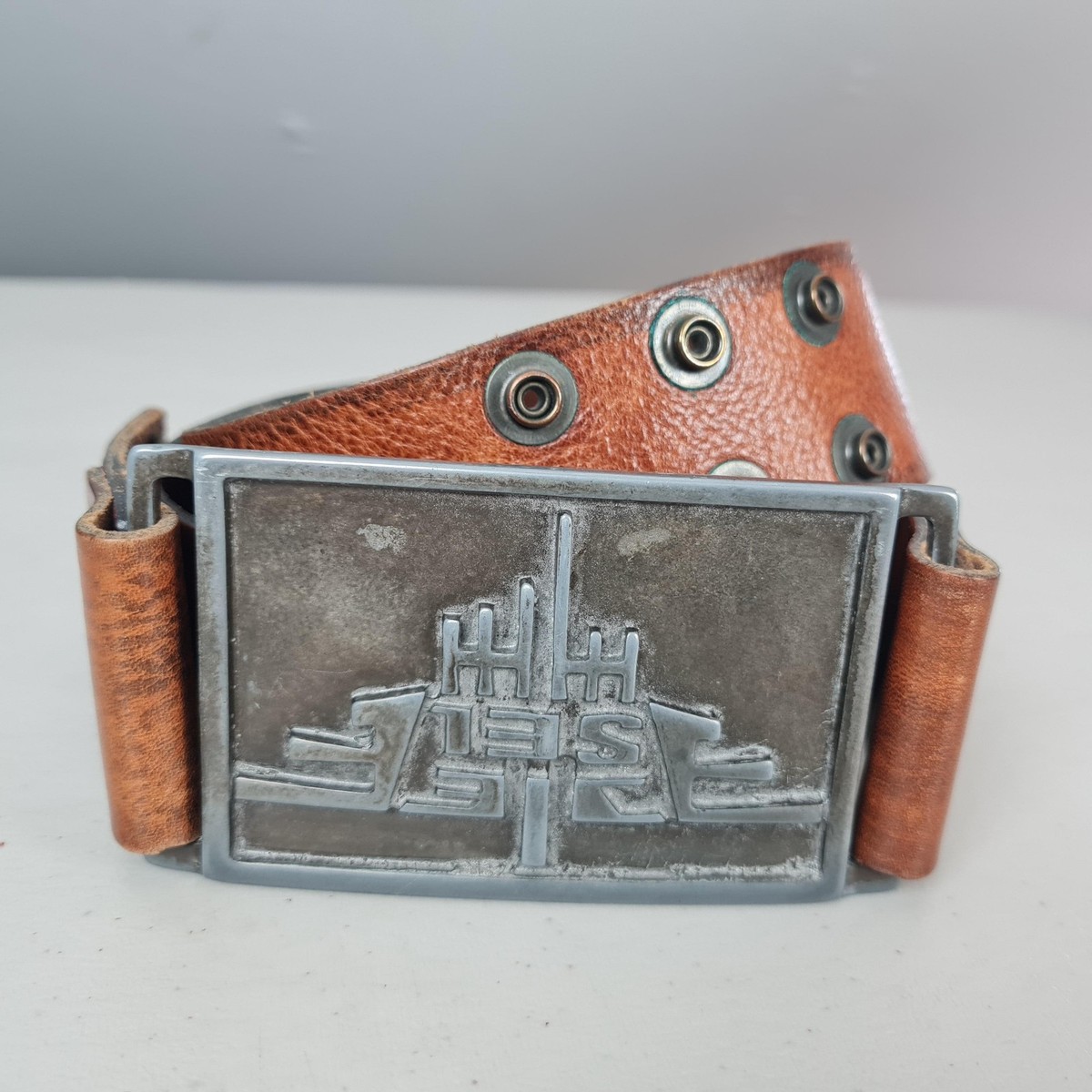 Vintage Diesel Belt Mens 38 Brown Leather Made In Italy Logo  display picture 1