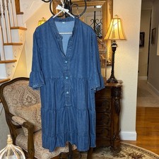 Blue Denim Button-Up Dress Sz Large