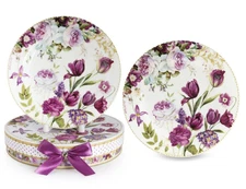 STPGOODS Tulip Dessert Plate Set of 2 Bone China Luxury Plates 7.5"