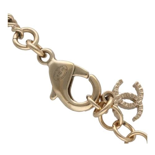 Collana CHANEL CocoMark strass B21B oro argento ciondolo logo CC Clearstonne