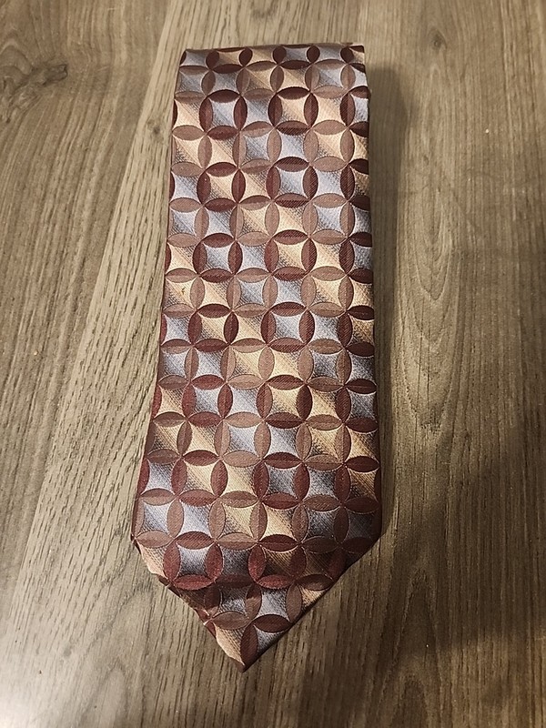 Stafford Geometric Brown Blue Tie