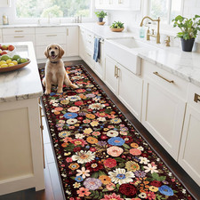 Black Kitchen Rug 2x6, Non Slip Washable Runner Rugs with Rubber Backing Soft Fl