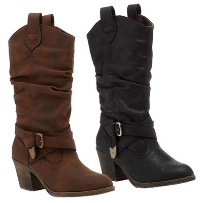 Rocket Dog SideStep hohe Damen-Cowboy-Westernstiefel zum Überziehen Größe 4 bis 8