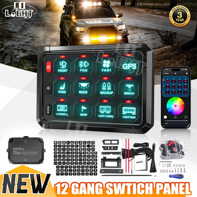 12 Fach RGB Schalterpanel Bluetooth App Steuerung für Auto Boot Offroad 12v 24v