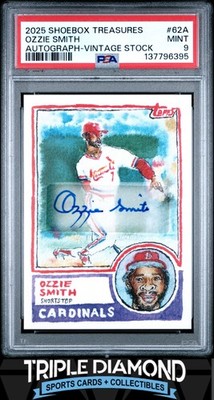 2025 Topps Shoebox Treasures Ozzie Smith Auto Vintage Stock #01/10 PSA 9 B150