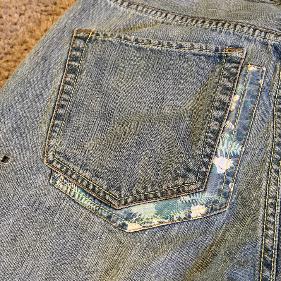 "Pantalones cortos de mezclilla Ecko Unitd para hombre 32"" calce holgado bordados ropa de calle azul" Foto 4 de 4