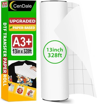 CenDale Upgraded DTF Paper Roll 13'' x 328ft - Paper Based A3+ DTF Transfer Paper