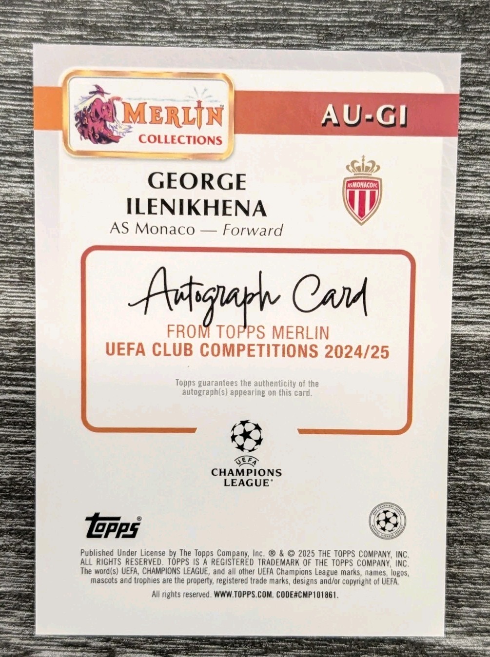 2024-25 Topps Merlin Chrome UEFA GEORGE ILENIKHENA RC Auto Refractor #AU-GI view 2