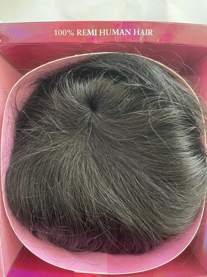 Outre 4 Pieces 100% Remy Human Hair Clip In Bangs. Color 1B Dark Brown - Image 2 of 4