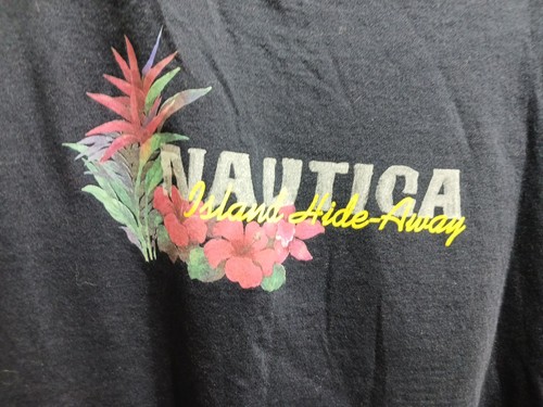 Nautica Womens Shirt Size Large Navy Blue Floral Logo Short Sleeve Graphic Tee - Picture 3 of 10