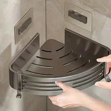 Corner Shower Shelf with Suction Cup  no Drill Bathroom Storage Rack with Hooks