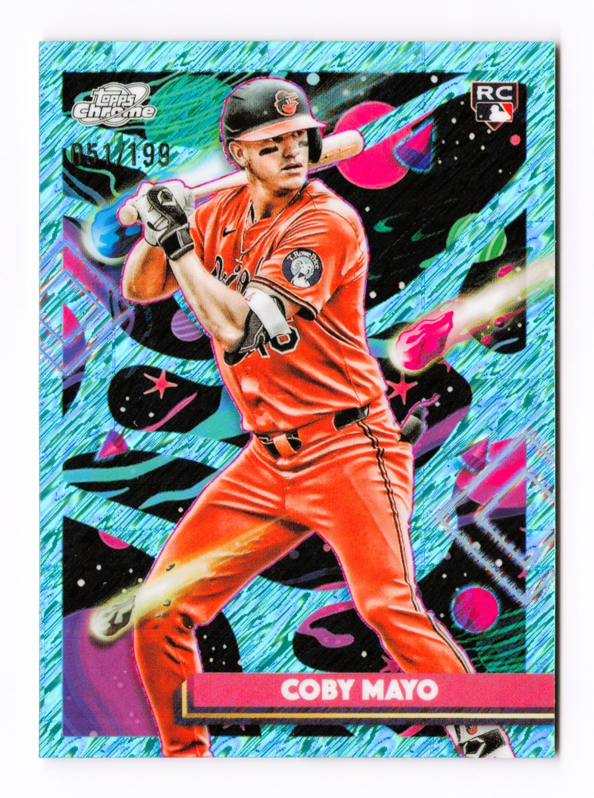 2025 Topps Cosmic Chrome #154 Coby Mayo RC Rookie 051/199 Aqua Equinox Refractor