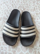 adidas Kids' Sliders Black and White Size 4