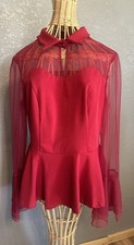 Scarlet Darkness Top Womens Large Red Peplum Victorian Gothic Dark Romance Vamp
