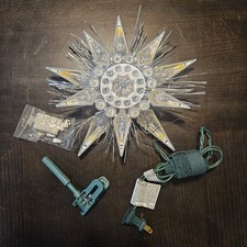 GE Silver Jewel Star Tree Topper Clear Lights Christmas Holiday