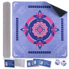 Mahjong Mat with Rules for Table, 32.4x32.4 Inch Travel Mahjong Tile Set Non-...