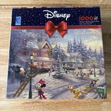 Disney Thomas Kinkade Mickey's Christmas Winter Holiday 1000 pc Puzzle