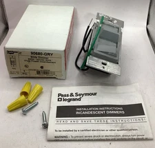 P&S Gray Slide Dimmer 600W 120VAC 60Hz 1 Pole Preset Incandescent 90680-GRY