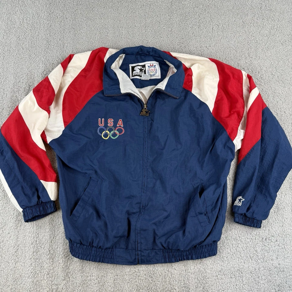 Chaqueta cortavientos vintage Starter Olympics USA Eagle para hombre talla XL Foto 2 de 4