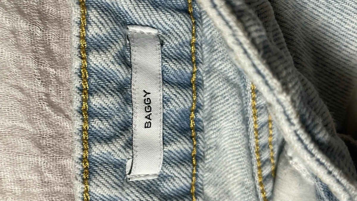 Pantalones de mezclilla para mujer Forever 21 28 azul lavado claro holgados pierna ancha tiro bajo 5 bolsillos