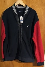Nautica Fleece Jacket Mens XL Sherpa Red Navy