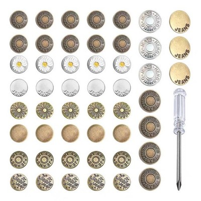 50Pcs Perfect Size CombinationPackage Includes 50 Metal Jean Buttons: 40pcs 1...